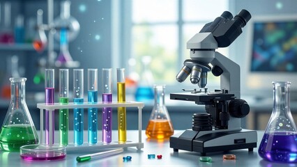 Colorful Chemistry Lab Equipment Setup