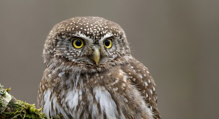 Fototapeta premium Eurasian pygmy owl (Glaucidium passerinum) on isolated background, beautiful details, realistic, close-up 