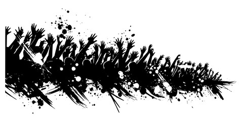 Abstract Ink Brush Crowd Waves Football Fans Vector