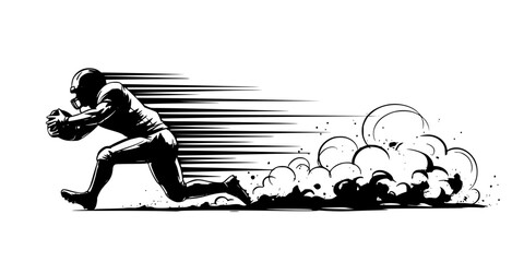 Aggressive Football Sliding Tackle Ink Brush Vector Art