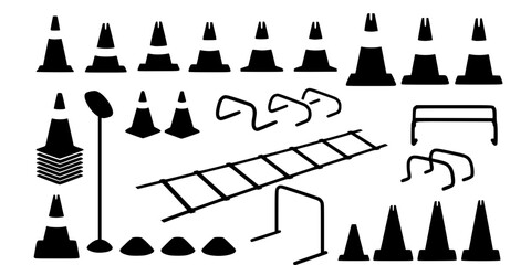 Football Training Cones and Agility Ladder Vector Set