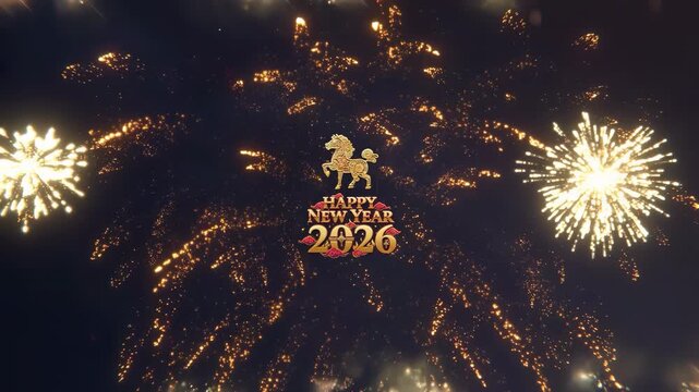 Year of the Horse Fireworks Reveal Chinese New Year 2026 Animation