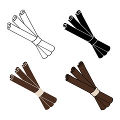 Cinnamon sticks icon set without background.