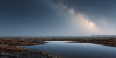 Obraz premium Large body of water with a few stars in the sky