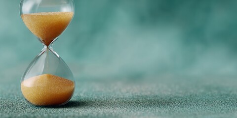 Glass hourglass with sand in it