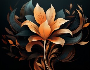 abstract vertical flower wallpaper with black background