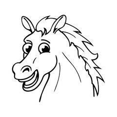 fun happy cartoon horse head side view illustration vector isolated on transparent background