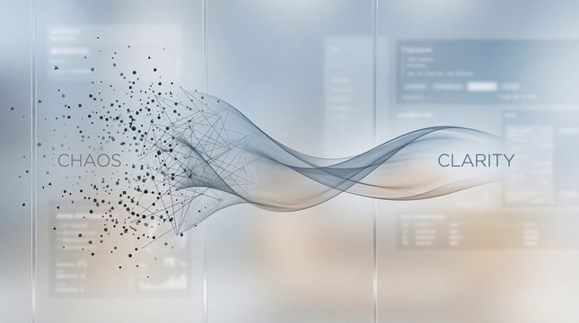 A conceptual image representing the transition from chaos to clarity in a modern digital environment - Powered by Adobe