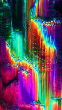 Colorful abstract motion background featuring vibrant pixel sorting and datamoshing effects, creating a unique and psychedelic visual distortion with shifting iridescent lines and digital noise