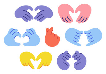 Obraz premium Collection of Retro Colorful Cartoon Hand Gestures