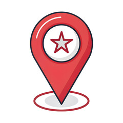 Obraz premium Red Map Pin Icon with a Star Inside location marker isolated on transparent background