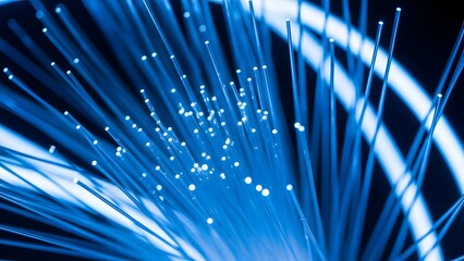 Abstract view of optic fiber data transfer technology showing a network connection, concept of modern technology.