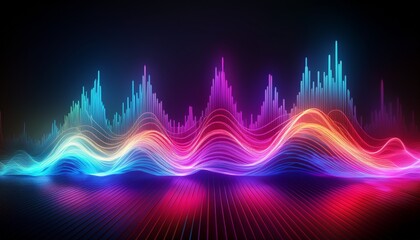 ai generated ai generative equalizer effect neon music wave graphic art