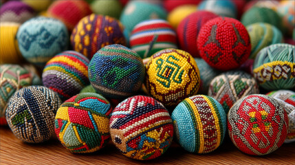 Vibrant Collection of Ukrainian Traditional Handcraft Beads Showcasing Intricate Patterns and