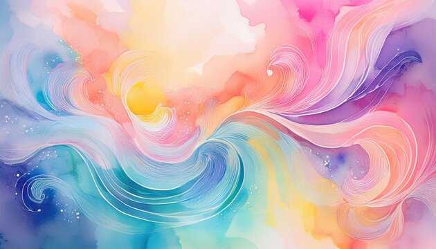 abstract watercolor background with soft pastel swirls - Powered by Adobe