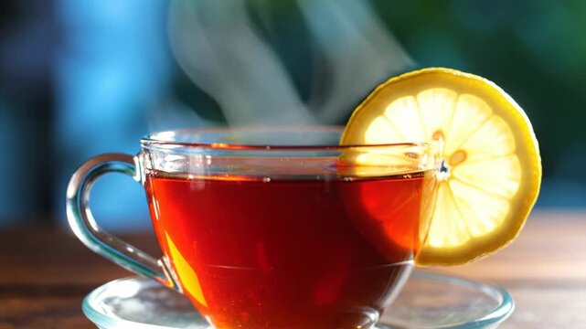 Refreshing Tea with Lemon - A Moment of Warmth and Flavor.