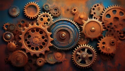rusty gears vintage oxidation concept rusty gears on a weathered surface showcasing industrial textures and details