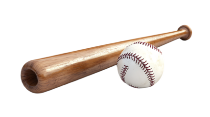 Baseball Bat and Ball Isolated on Black Background