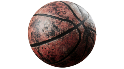 Worn Basketball Close-Up Isolated on Black Background