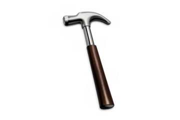 Claw hammer with metal head and wooden handle for construction, repair, and diy projects, isolated on transparent background