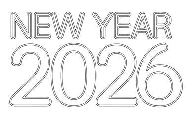 New Year 2026 Neon Sign on White Background