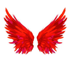 Obraz premium Vibrant red angel wings isolated on transparent background