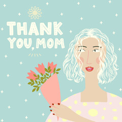 Woman holding flowers expressing gratitude for mother's day