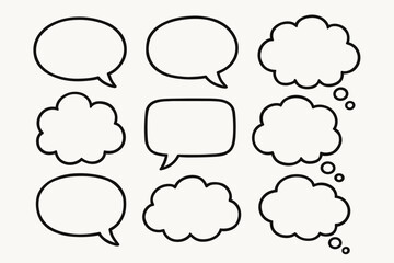 Blank speech and thought bubbles for creative design projects
