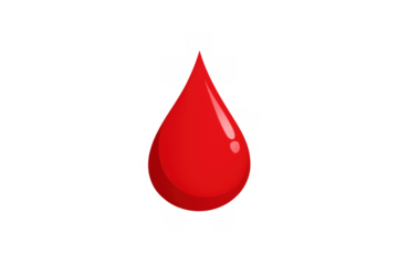 Red blood drop icon representing healthcare, medical donation, vital life, and urgent health saving concept