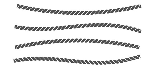 Obraz premium Transparent rope collection isolated in PNG format, featuring straight ropes, brushes, and seamless rope patterns, ideal for decorative design, borders, frames, nautical themes, and creative layouts.