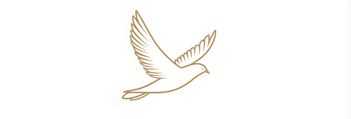 Flat Vector Line Art Logo of Bird Flying