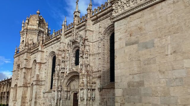 Magnificent facade of the Jeronimos Monastery in Lisbon, Portugal.