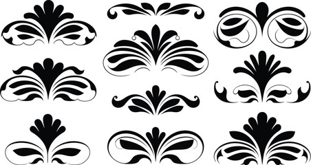 Set of decorative vector floral dividers and vintage calligraphic flourishes for page decoration