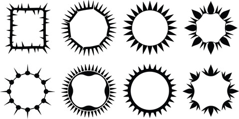 Spiky Thorn Frames, Vector Silhouette Collection