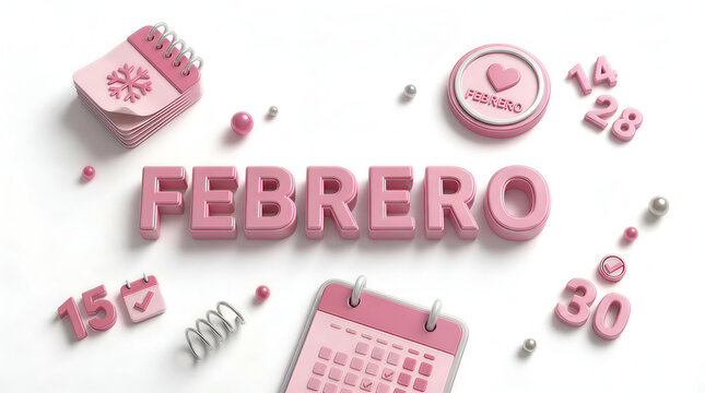 Febrero texto Rom&aacute;ntico 3D 