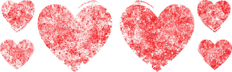 Set of Hearts . Grunge stamps collection.love Shapes for your design.Distressed symbols. Textured Valentine's Day signs.Vector illustration.