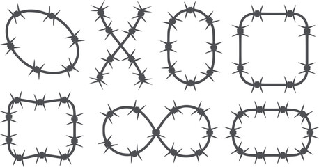 Minimalist black and abstract barbed wire shapes