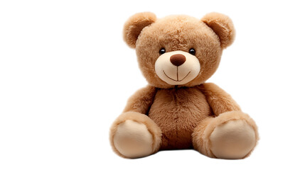 Obraz premium Cute Brown Teddy Bear Sitting Isolated Soft Toy