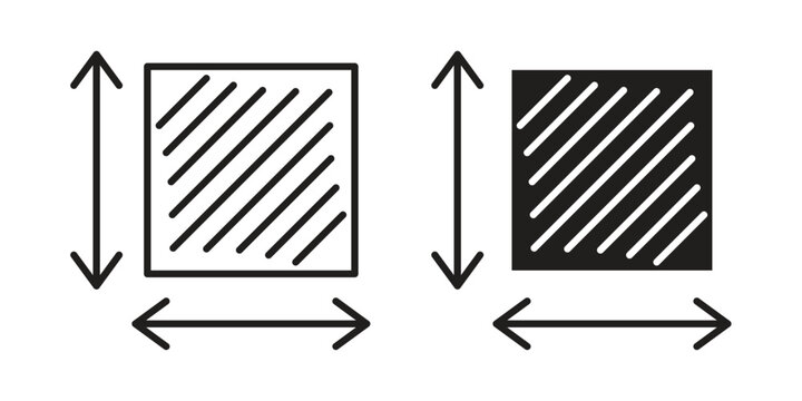 Area and dimension icons in trendy flat style. Icon design, logo, app, UI. Vector illustration