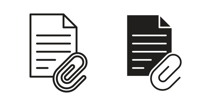 Attach document icons in trendy flat style. Icon design, logo, app, UI. Vector illustration