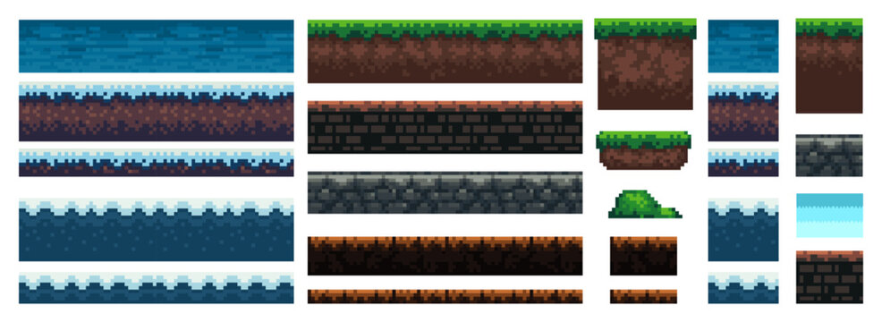 A set of basics for creating pixel seamless landscape in retro style. For games and mobile applications