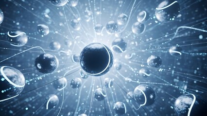 Conceptual visualization of data transfer via nodes in a network for modern technology background