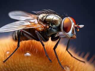Macro photography of a common house fly