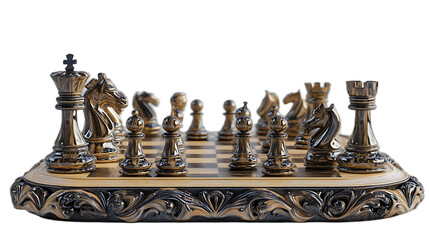 3D Silver Chess Set Mid-Game Strategy Board