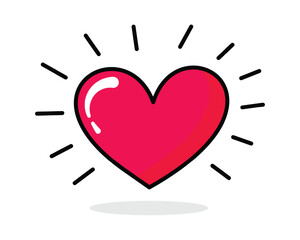 Vector Flat Pink Heart Icon Symbol
