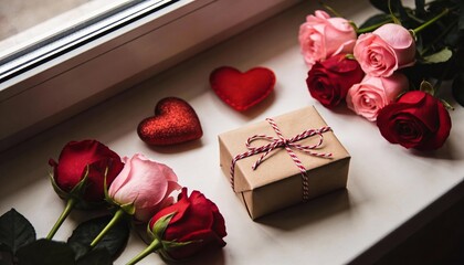 Valentine's Day gift hang tag mockup background backdrop flat lay