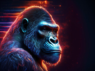 Illustration - Stylised and colorful Gorilla
