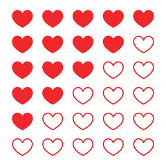 Vector Five Heart Rating. Heart Review Rating