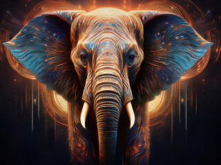 Ilustration - Styalized and colorful African elephant