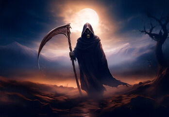 Illustration - The Grim Reaper - a personification of death in Western culture